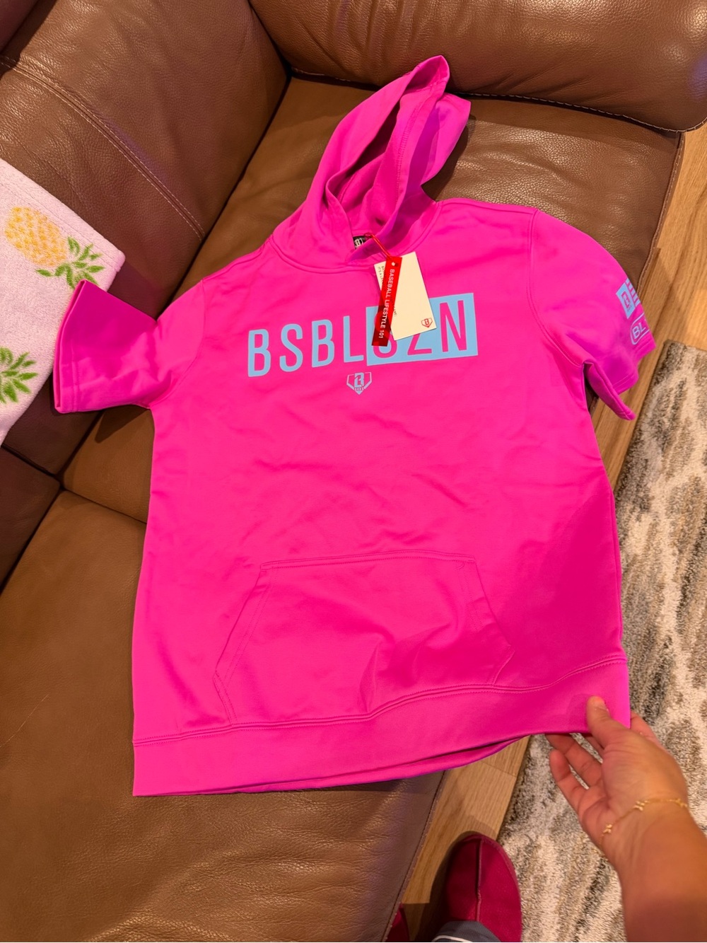 BSBLOZN Kids' Bright Pink Short-Sleeve Hoodie